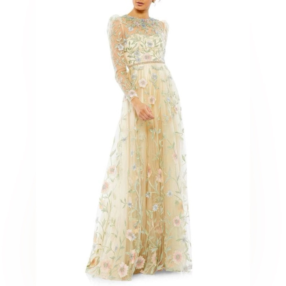 MAC DUGGAL Floral Illusion A-Line Gown